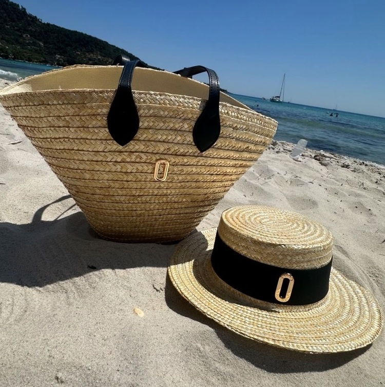 Set Alice Hasır Çanta + Hasır Şapka (Siyah)