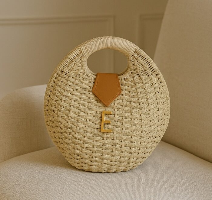 Bobble Hasır Çanta Krem