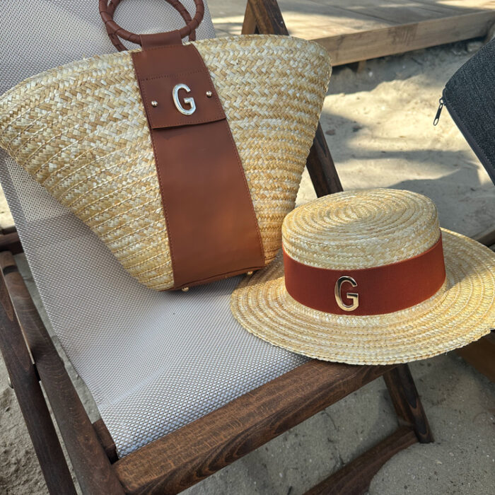 Set Alice Hasır Çanta + Hasır Şapka (Taba)